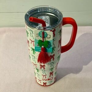 Swig Life 40oz Ribbons And Bows Mega Mug Tumbler Holiday Tassel Christmas Gift